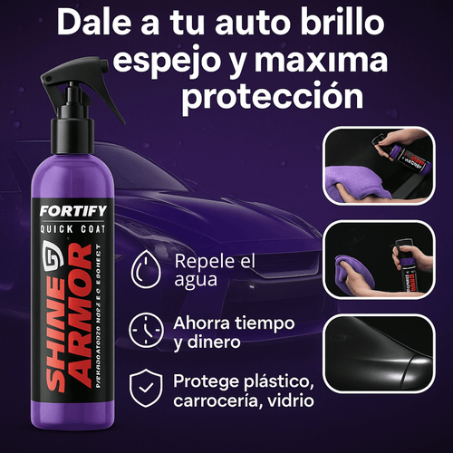 SHINE ARMOR | SPRAY 3 EN 1 PARA AUTO | RENUEVA, DA BRILLO Y REPELE EL AGUA