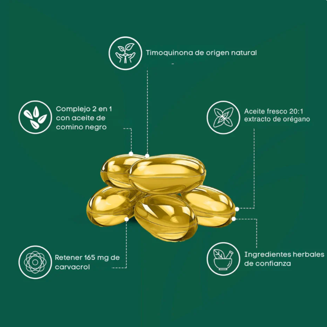 Aceite de Oregano y Semilla Negra - IntestiClean Natural (90 capsulas)