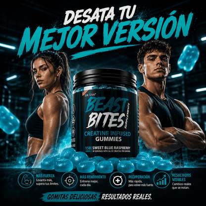 Beast Bites™ Creatina en Gomitas (150) | Explota Tu Fuerza, Acelera Tu Recuperación y Nota el Cambio en Solo 7 Días ⚡🔥