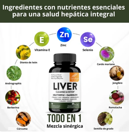 Detox Hepático Plus™ – Limpieza Natural del Hígado - 70 cápsulas más viral de Facebook e Instagram