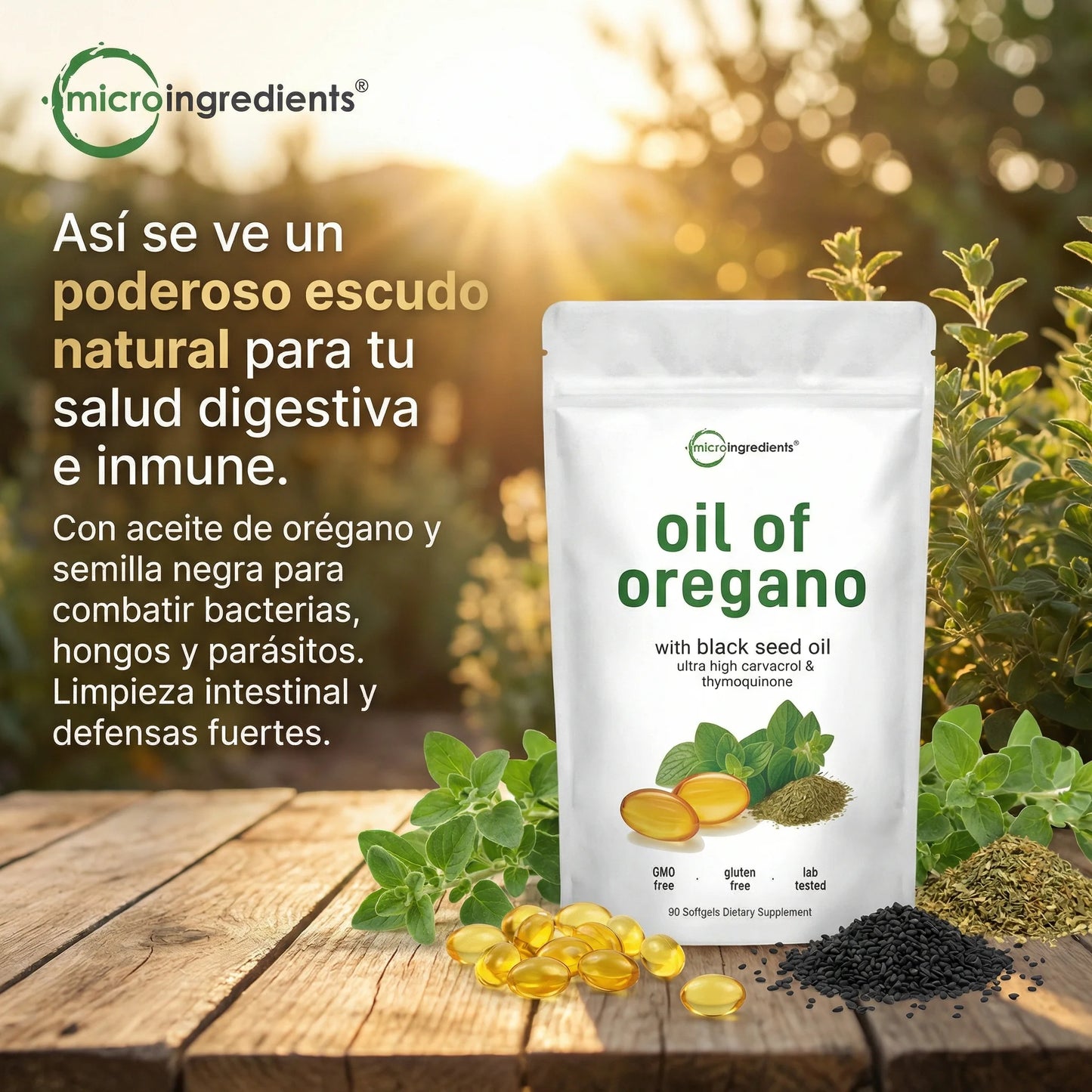 Aceite de Oregano y Semilla Negra - IntestiClean Natural (90 capsulas)