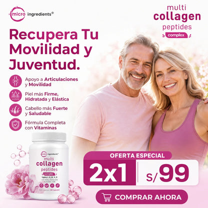 Multi Collagen Peptidos 60 Capsulas cada frasco - SUPER OFERTA 2x1 | Para realzar tu belleza, fortaleces tus uñas y huesos en 2 semanas
