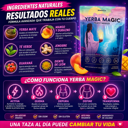 Yerba Magic Peach Mango™: Enfoque Natural, Digestión Equilibrada y Bienestar Diario
